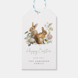 Elegante Waterverf Bloemrijke Pasen Cadeaulabel