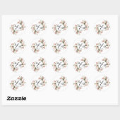 elegante waterverf bloemrozen monogram bruiloft ronde sticker (Vel)