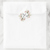 elegante waterverf bloemrozen monogram bruiloft ronde sticker (Tas)