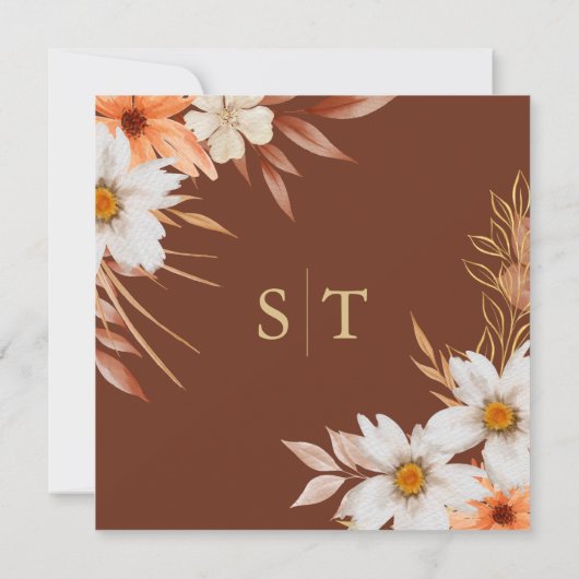 Elegante Waterverf Blooms of Autumn Wedding Bedankkaart (Achterkant)