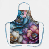 Elegante Waterverf Blooms Zacht Roze Monogram Naam Schort (Voorkant)