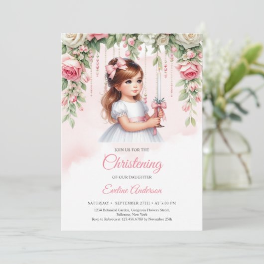 Elegante waterverf blozen bloemenkrans schattig me kaart (Staand voorkant)