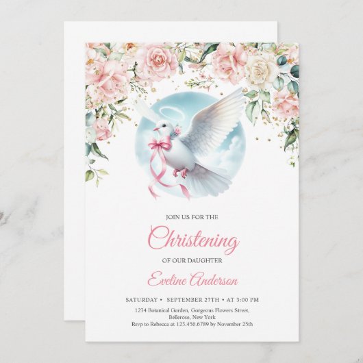 Elegante waterverf blozen bloemenkrans schattige d kaart (Voorkant / Achterkant)