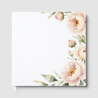 Elegante waterverf blozende pioenrozen bloemige ac gastenboek