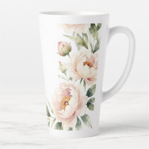 Elegante waterverf blozende pioenrozen bloemige ac latte mok