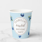 Elegante Waterverf Blue Berry Eerste Verjaardagsfe Papieren Bekers (Voorkant)