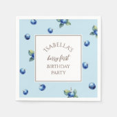 Elegante Waterverf Blue Berry Eerste Verjaardagsfe Servet (Voorkant)
