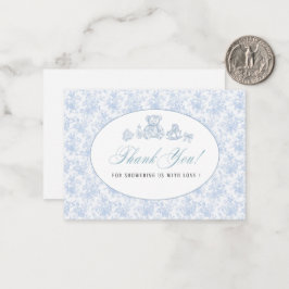 Elegante Waterverf Blue Bow Toys Baby shower Notitiekaartje