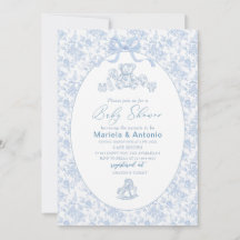 Elegante Waterverf Blue Bow Toys Boy Baby shower