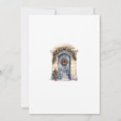 Elegante Waterverf Blue Door Kerstfeest Kaart (Achterkant)