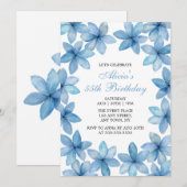 Elegante Waterverf Blue Flower Alle leeftijden Ver Kaart (Voorkant / Achterkant)