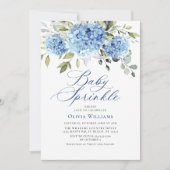 Elegante Waterverf Blue Hydrangea Baby Sprinkle Kaart (Voorkant)
