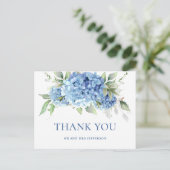 Elegante Waterverf Blue Hydrangea Boho Dank je Briefkaart (Staand voorkant)
