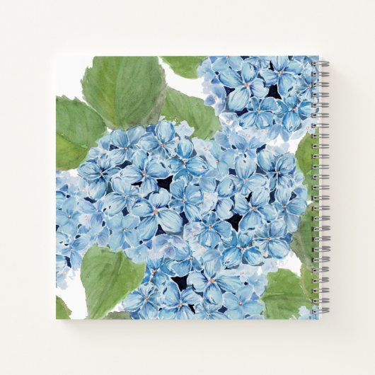 Elegante Waterverf Blue Hydrangea bruiloft gast Notitieboek (Achterkant)