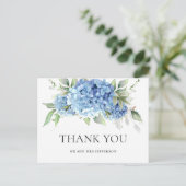 Elegante Waterverf Blue Hydrangea Eenvoudig dank u Briefkaart (Staand voorkant)