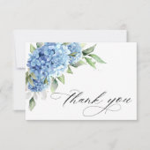 Elegante Waterverf Blue Hydrangea Flower Bedankt (Voorkant)