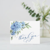 Elegante Waterverf Blue Hydrangea Flower Bedankt Briefkaart (Staand voorkant)