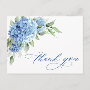Elegante Waterverf Blue Hydrangea Flower Bedankt Briefkaart