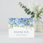 Elegante Waterverf Blue Hydrangea Flower Bedankt Briefkaart (Staand voorkant)