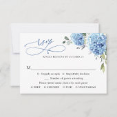 Elegante Waterverf Blue Hydrangea Flowers Bruiloft RSVP Kaartje (Voorkant)