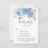 Elegante Waterverf Blue Hydrangea Flowers Bruiloft RSVP Kaartje (Voorkant)