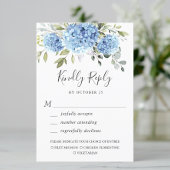 Elegante Waterverf Blue Hydrangea Flowers Bruiloft RSVP Kaartje