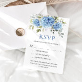 Elegante Waterverf Blue Hydrangea Flowers Bruiloft RSVP Kaartje
