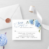 Elegante Waterverf Blue Hydrangea Flowers Bruiloft RSVP Kaartje