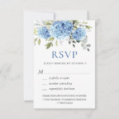 Elegante Waterverf Blue Hydrangea Flowers Bruiloft RSVP Kaartje (Voorkant)