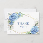 Elegante Waterverf Blue Hydrangea Flowers Eenvoudi Bedankkaart (Voorkant)