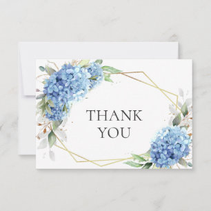 Elegante Waterverf Blue Hydrangea Flowers Eenvoudi Bedankkaart