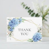 Elegante Waterverf Blue Hydrangea Flowers Eenvoudi Bedankkaart (Staand voorkant)