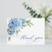 Elegante Waterverf Blue Hydrangea Flowers Eenvoudi Bedankkaart (Staand voorkant)