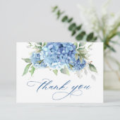 Elegante Waterverf Blue Hydrangea Flowers Eenvoudi Bedankkaart (Staand voorkant)