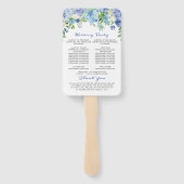 Elegante Waterverf Blue Hydrangea Trouwprogramma Handwaaier (Achterkant)