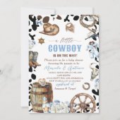 Elegante Waterverf Blue Little Cowboy Baby shower Kaart (Voorkant)