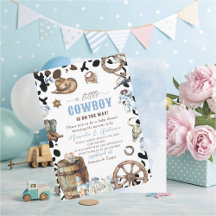 Elegante Waterverf Blue Little Cowboy Baby shower