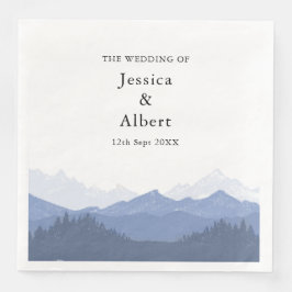 Elegante Waterverf Blue Mountain bruiloft Servet