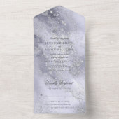 Elegante Waterverf Blue Silver Glitter All In One Uitnodiging (Binnen)