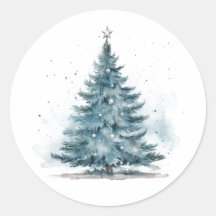 Elegante Waterverf Blue Silver Winter Wonderland