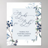 Elegante Waterverf Blueberry Boeken voor Baby Poster (Voorkant)