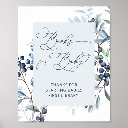 Elegante Waterverf Blueberry Boeken voor Baby Poster (Voorkant)