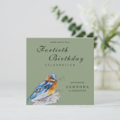 Elegante Waterverf Bluebird Milestone Verjaardag Kaart (Staand voorkant)