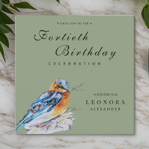 Elegante Waterverf Bluebird Milestone Verjaardag Kaart