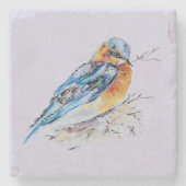 Elegante Waterverf Bluebird Natuur Stenen Onderzetter (Voorkant)