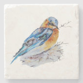 Elegante Waterverf Bluebird Natuur Stenen Onderzetter (Voorkant)