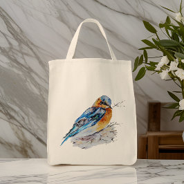 Elegante Waterverf Bluebird Natuur Tote Bag
