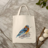 Elegante Waterverf Bluebird Personaliseren Tote Bag