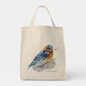 Elegante Waterverf Bluebird Personaliseren Tote Bag (Achterkant)