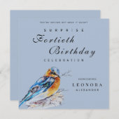 Elegante Waterverf Bluebird Surprise Verjaardag Kaart (Voorkant / Achterkant)